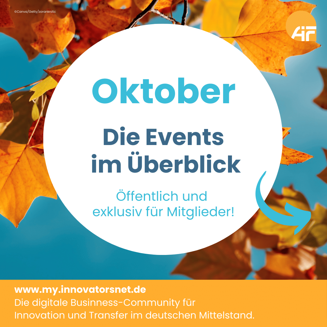 Erste Übersichtsseite AiF InnovatorsNet Events für Oktober 2024