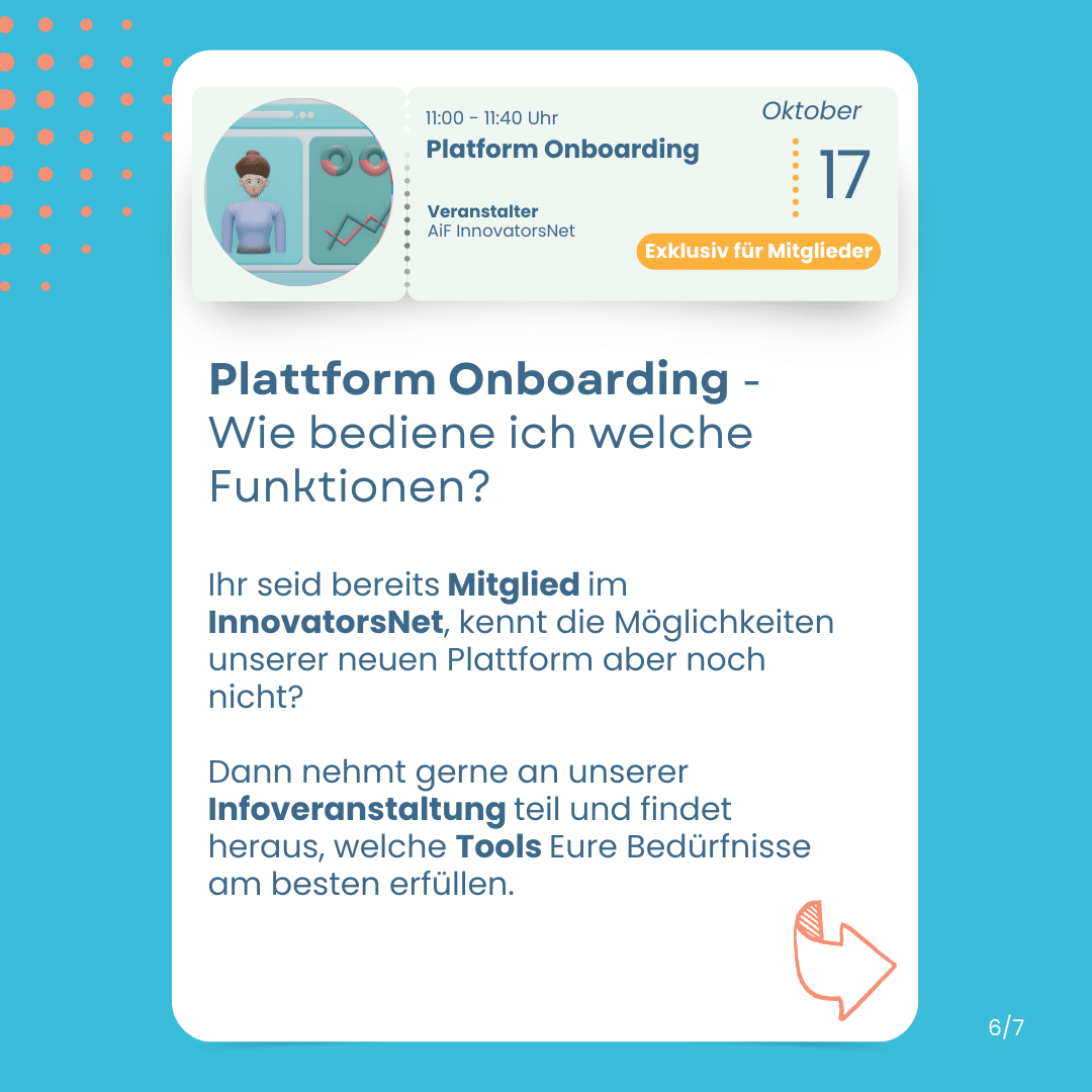 Sechste Übersichtsseite AiF InnovatorsNet Events für Oktober 2024