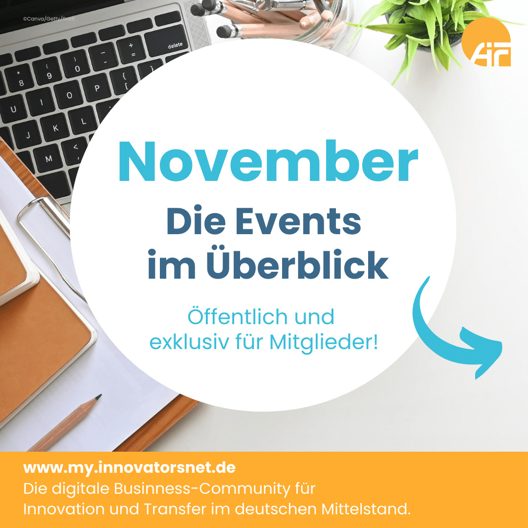 Erste Übersichtsseite AiF InnovatorsNet Events für November 2024